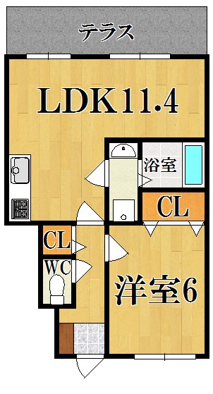 フォンターナ若葉 106号室 間取り