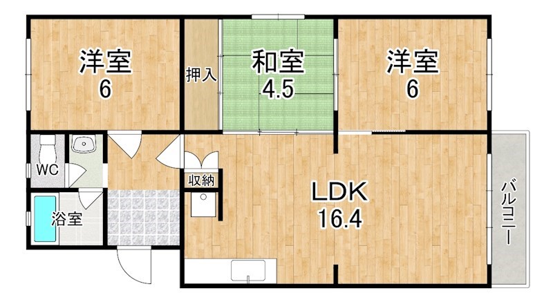 紀寺ハイム B501号室 間取り