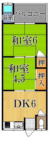 杉ノ荘 6号号室 間取り