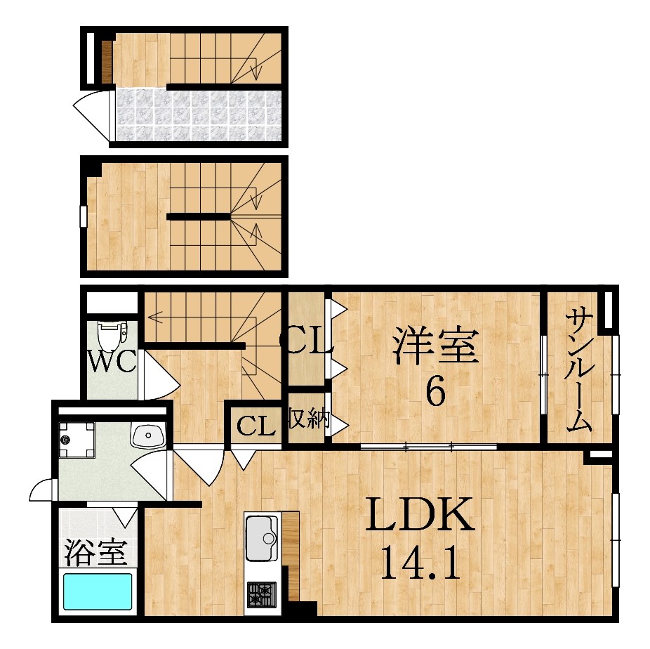 アネモスヒルズ天理Ⅰ 302号室 間取り