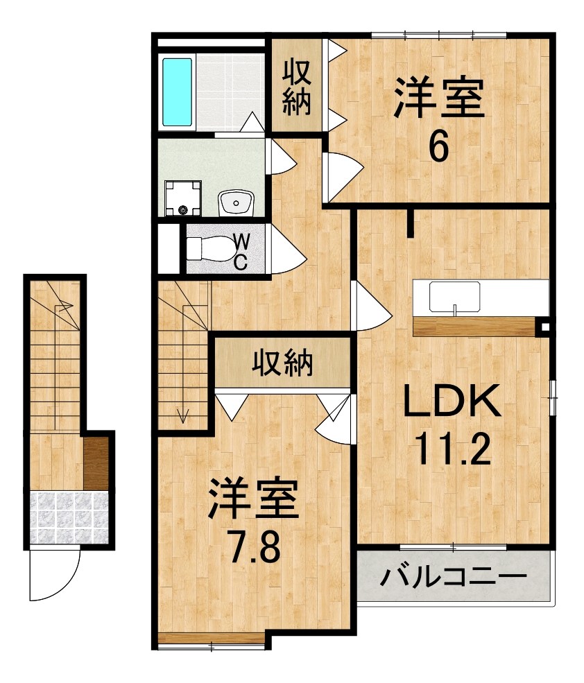 アンソレイユ　コージー 202号室 間取り