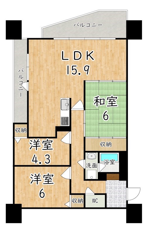 コスモ大和高田 204号室 間取り