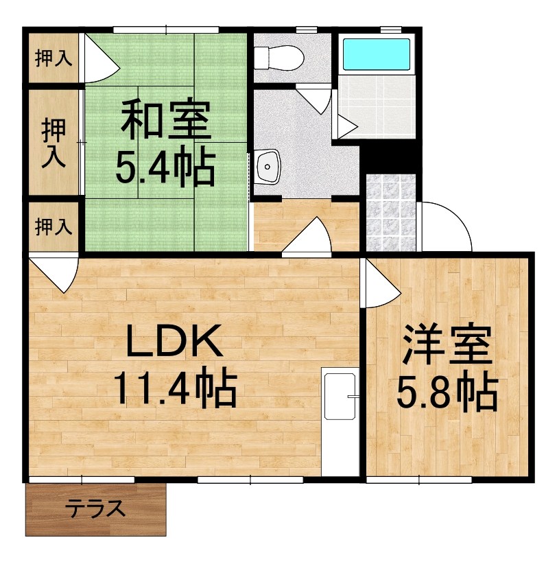 グリーンハイツ１号館 102号室 間取り
