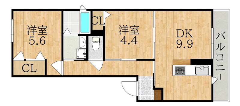 ル・コトーあやめ池 301号室 間取り