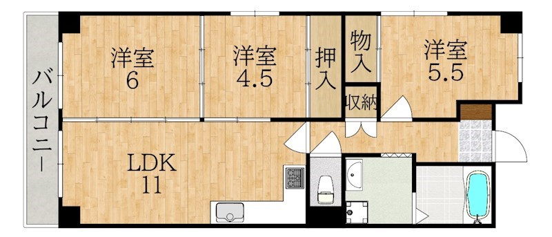 学園前ガーデンハイツ 601号室 間取り