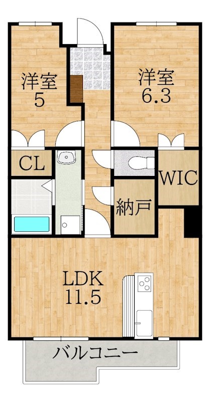 木津南パークサイドヴィレッヂ 308号室 間取り
