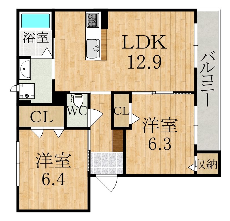 カルム・文　Ⅱ 302号室 間取り