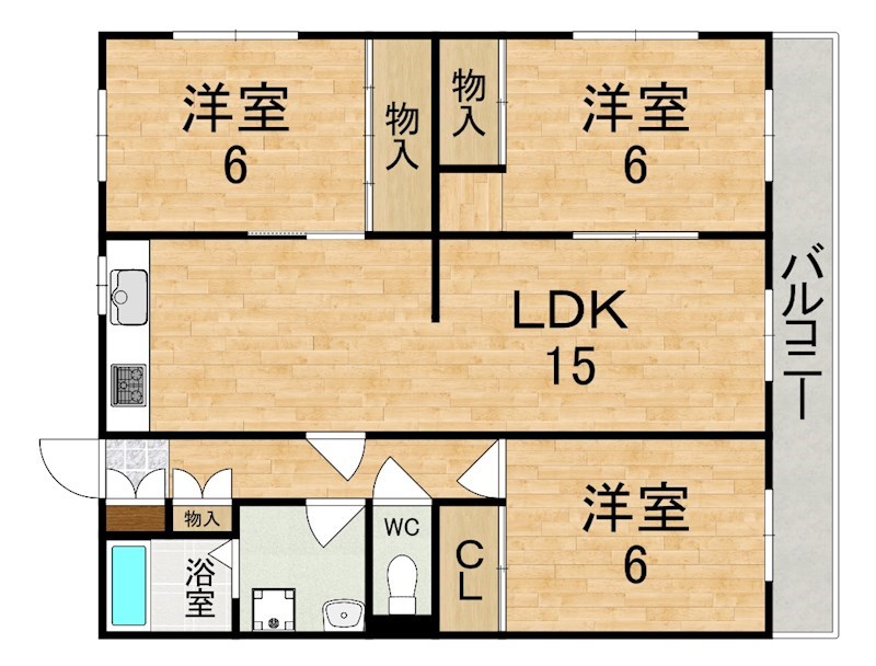 ラムズ信貴ヶ丘 202号室 間取り