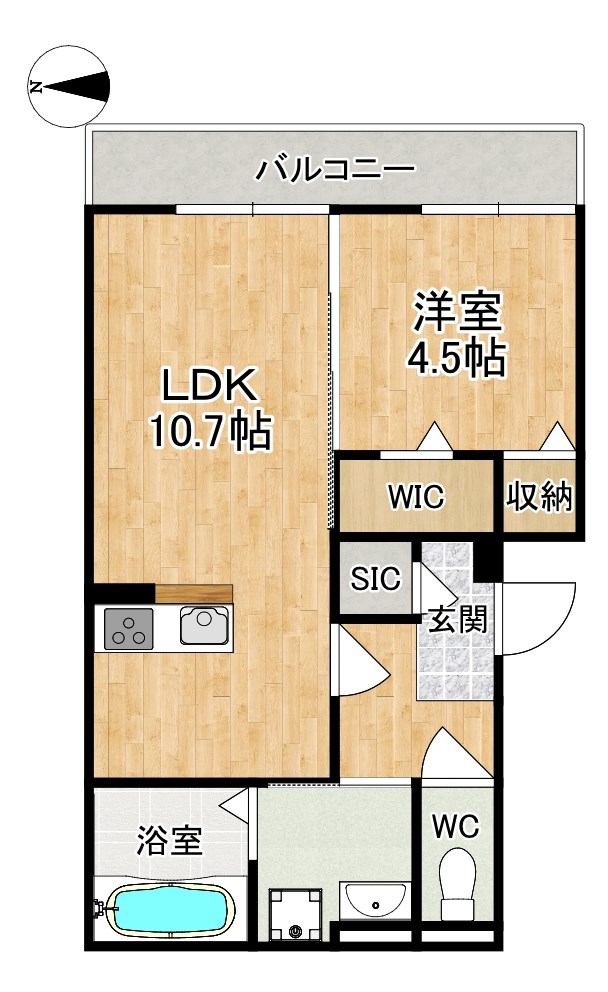 Ｄ-ＲＯＯＭホクレア 201号室 間取り