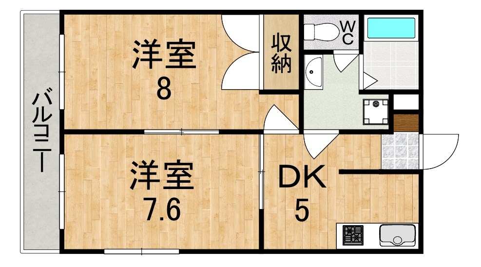 アンプルール　ブア　竜田川 201号室 間取り