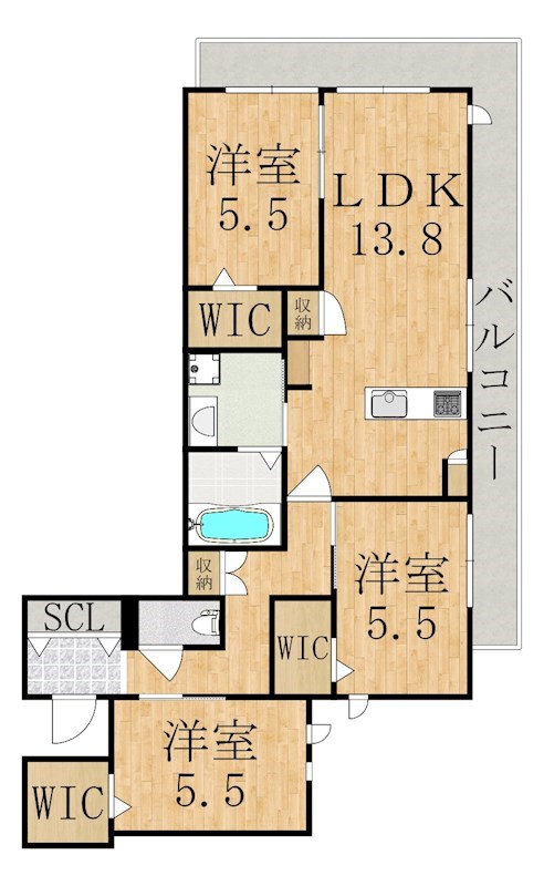 モンパルク生駒元町 306号室 間取り