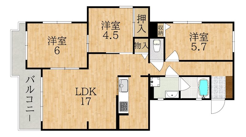 ローズガーデン学園前 101号室 間取り