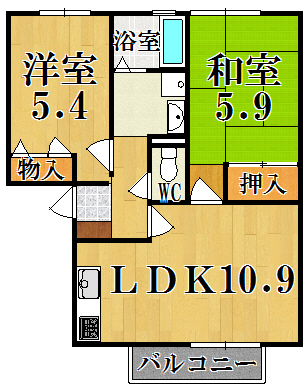 ディアス有里Ｂ 102号室 間取り