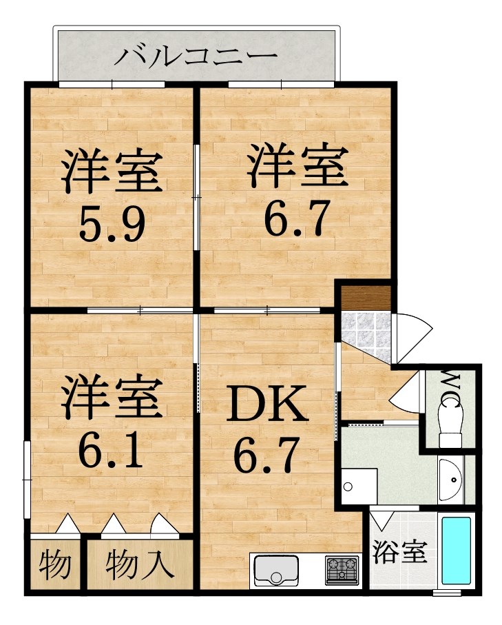 アガーペ御陵前D 202号室 間取り