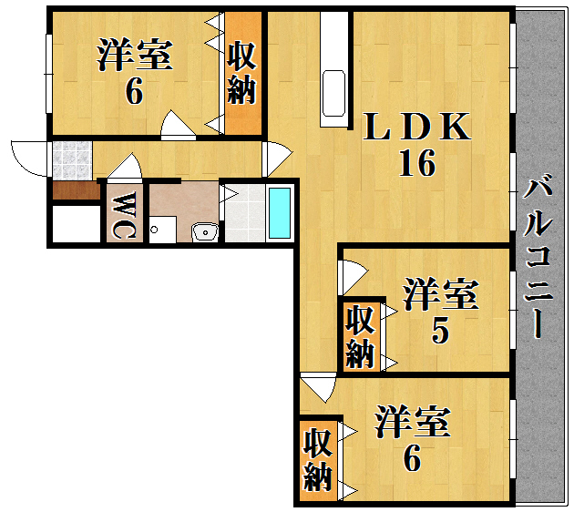 アドレ参番館 601号室 間取り