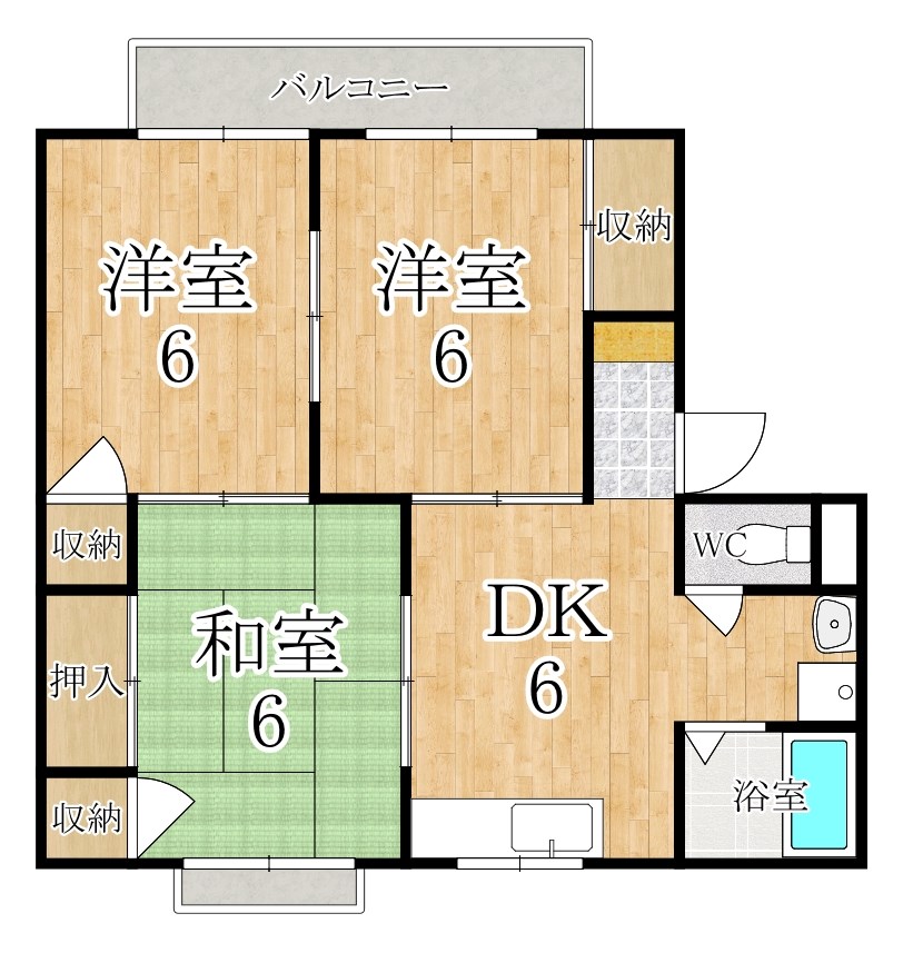 サニーコートⅠ 202号室 間取り