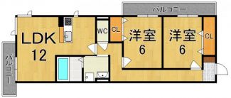 ロータスポンド 106号室 間取り