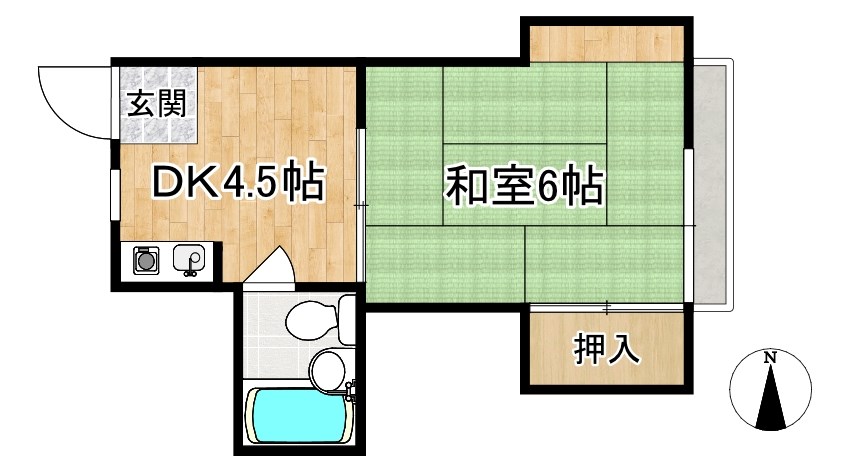 匠ハイツ 1C号室 間取り