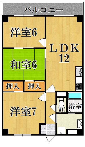 インペリアル東生駒 602号室 間取り