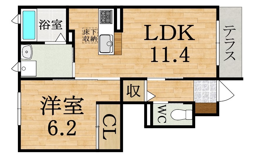 ヴィルコート 102号室 間取り