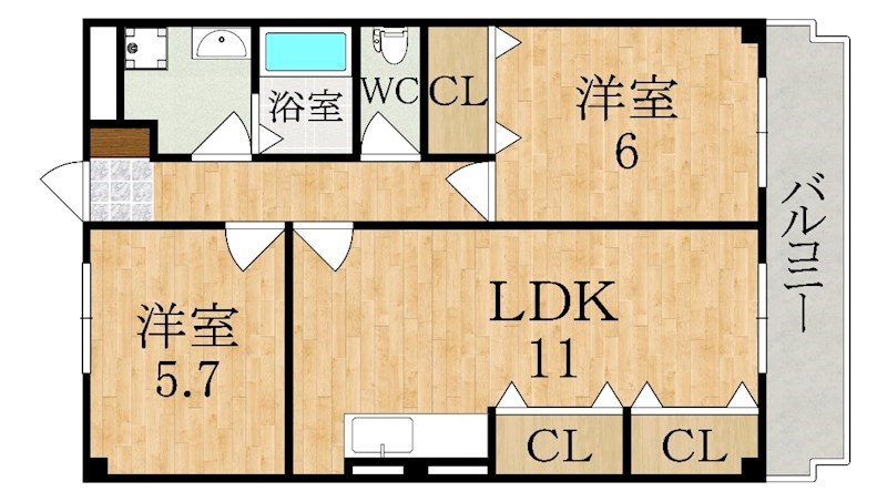 アメニティ前栽1号館 206号室 間取り