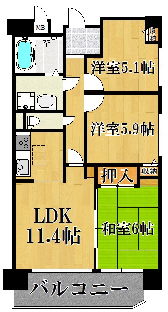 オリエント奈良西ノ京 118号室 間取り