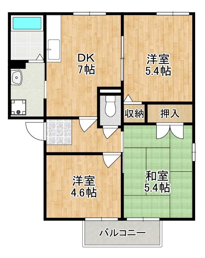 リバーパーク 102号室 間取り