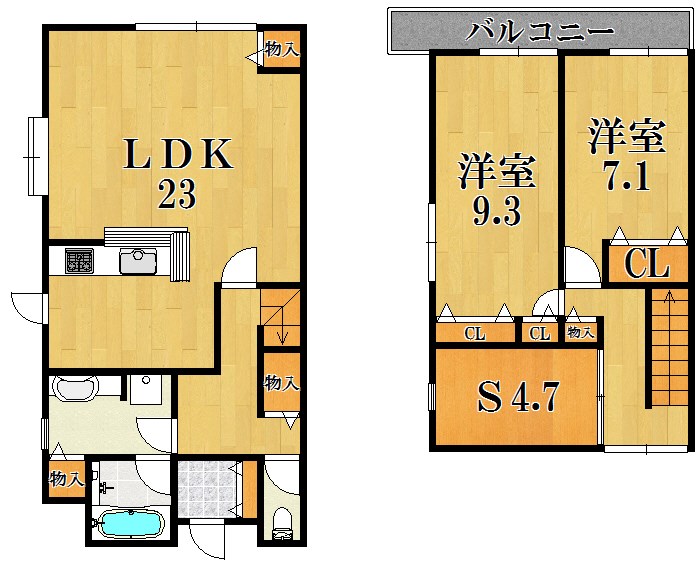 西大寺芝町テラスハウス  間取り図