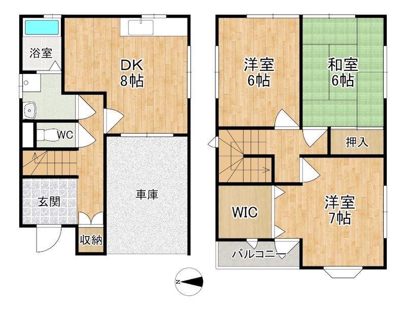 奈良市法蓮町戸建 間取り図