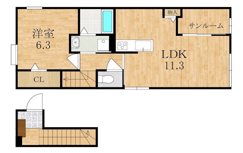 クリーンハイツ加茂Ⅰ 207号室 間取り
