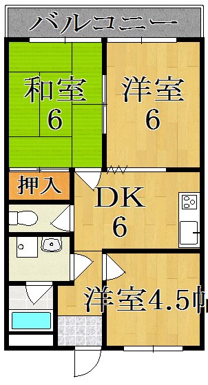 グランドライフ秋篠 202号室 間取り