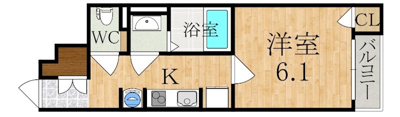 クレイノ聡 106号室 間取り