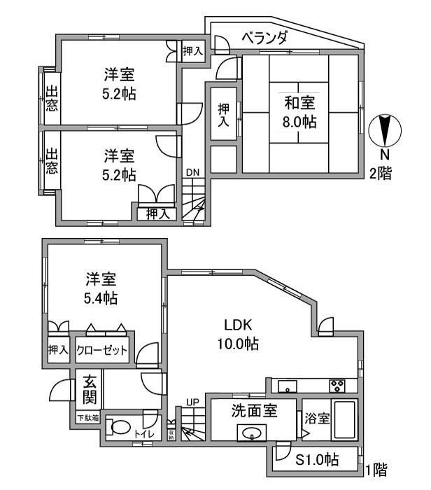 外川町戸建 間取り図