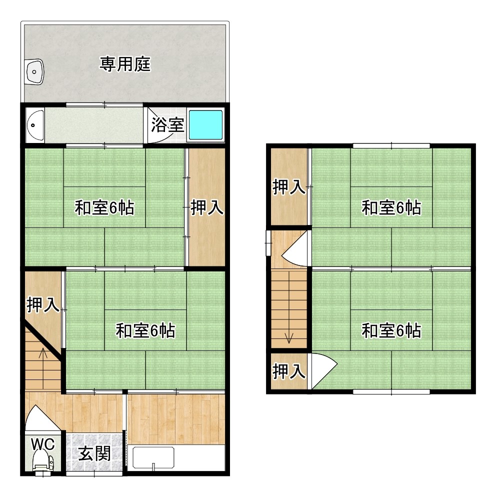 西木辻貸家テラスハウス 間取り図