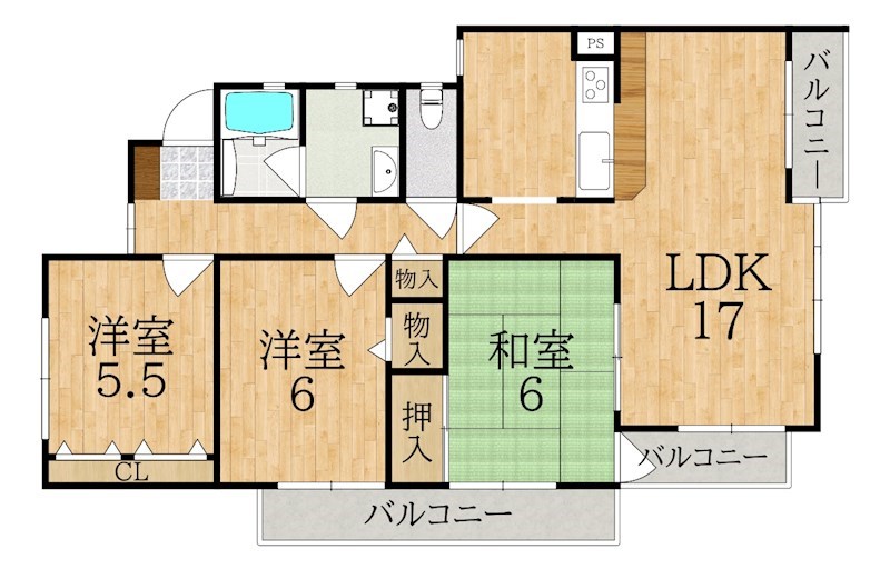 富雄サンパレスⅠ号館 304号室 間取り