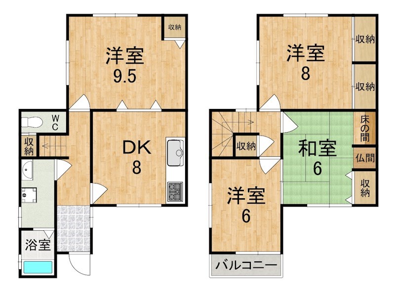 上牧町緑ヶ丘1丁目戸建 間取り図