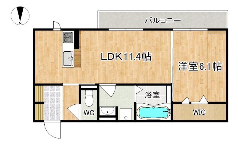 楓　A棟 203号室 間取り