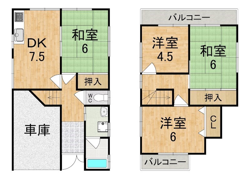 上牧町服部台2丁目戸建 間取り図