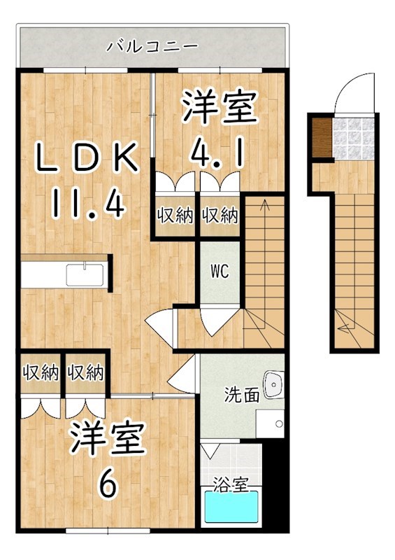グラスコートⅡ 202号室 間取り