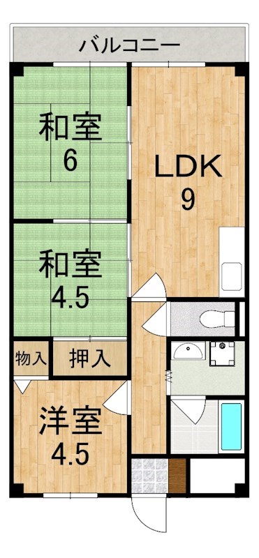 リヴェール三室 205号室 間取り