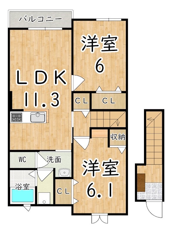 ヴァンセット　アムールⅠ 202号室 間取り