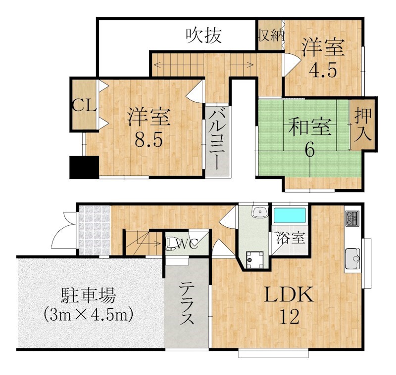 天理市柳本町戸建 間取り図