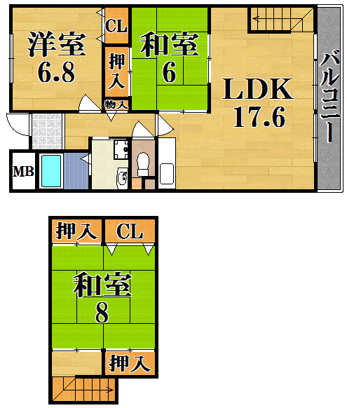 グロースコート西大寺 404号室 間取り