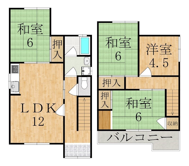 生駒市桜ヶ丘一戸建て 間取り図