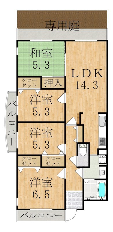 セントポリア生駒Ｈ棟 間取り図