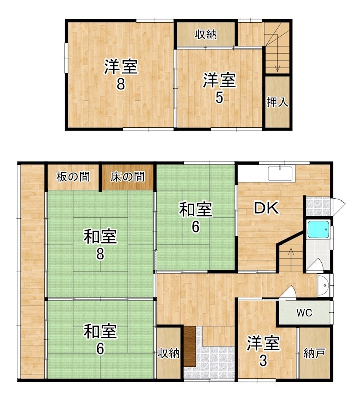 芝辻町3丁目戸建て 間取り図