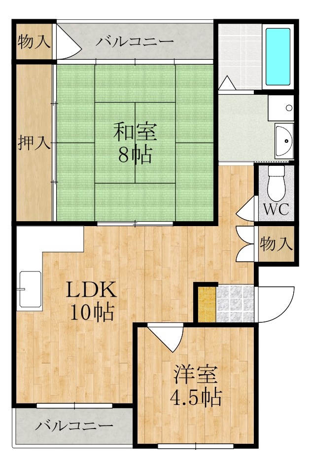 コスモハイツ 105号室 間取り