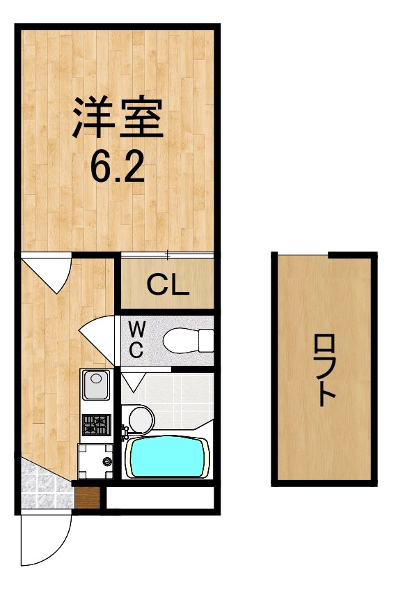 レオパレスＮＡＫＡＴＡ 105号室 間取り