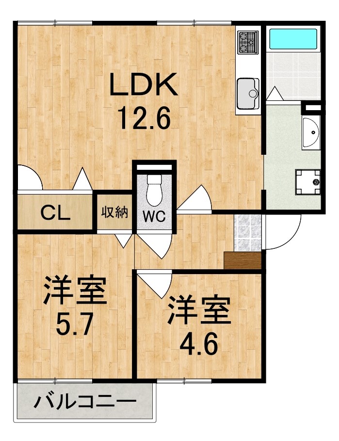 ハイツ池田Ｂ棟 101号室 間取り