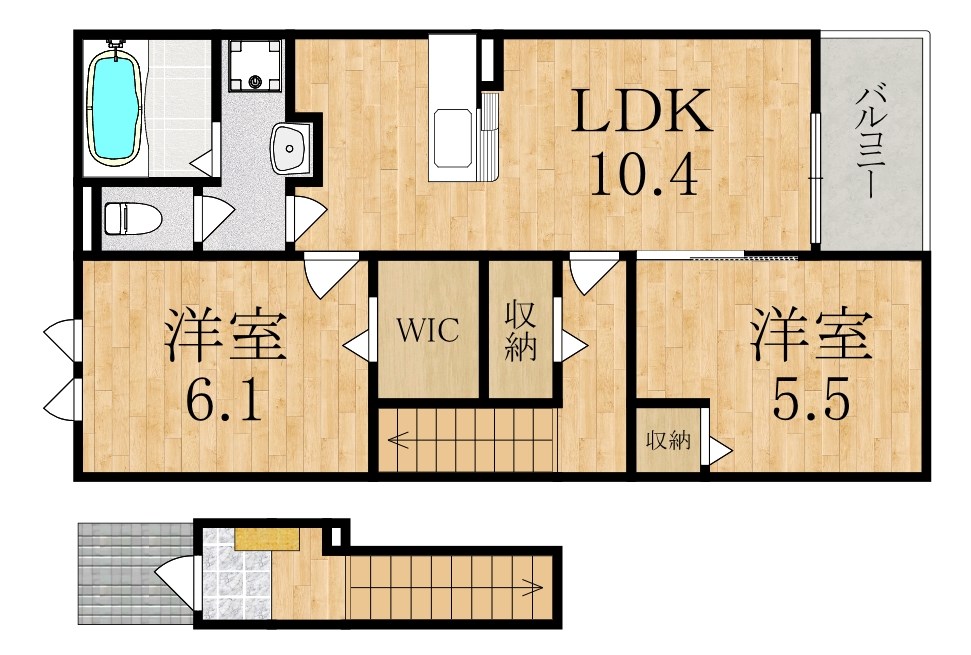 ベルソレイユⅠ 202号室 間取り